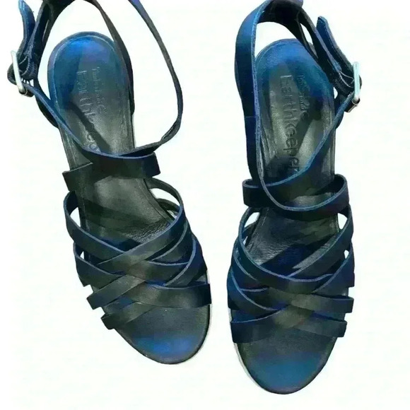 2/$30 Timberland Earthkeepers Woven Montvale Black Leather  Ankle Strap Sandals - Picture 7 of 10